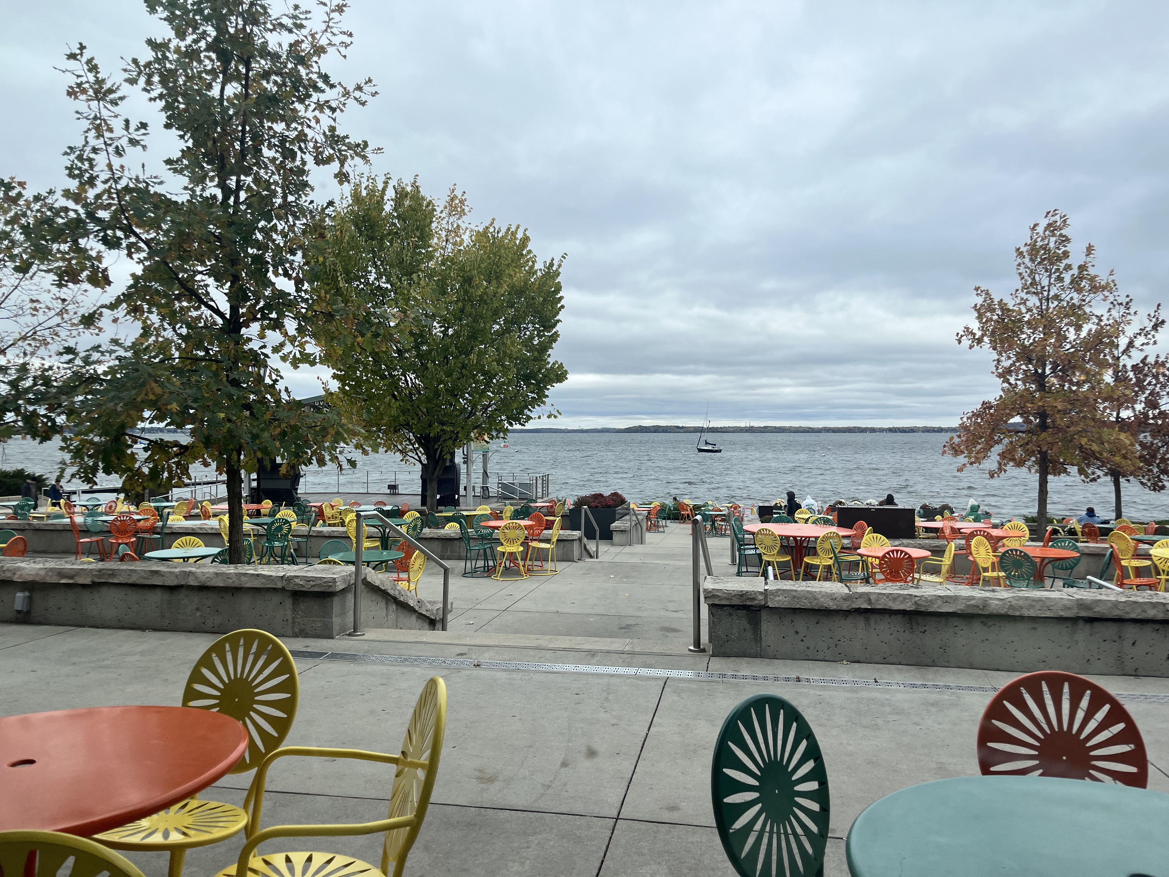 The view of Lake Mendota from the Memorial Union Terrace