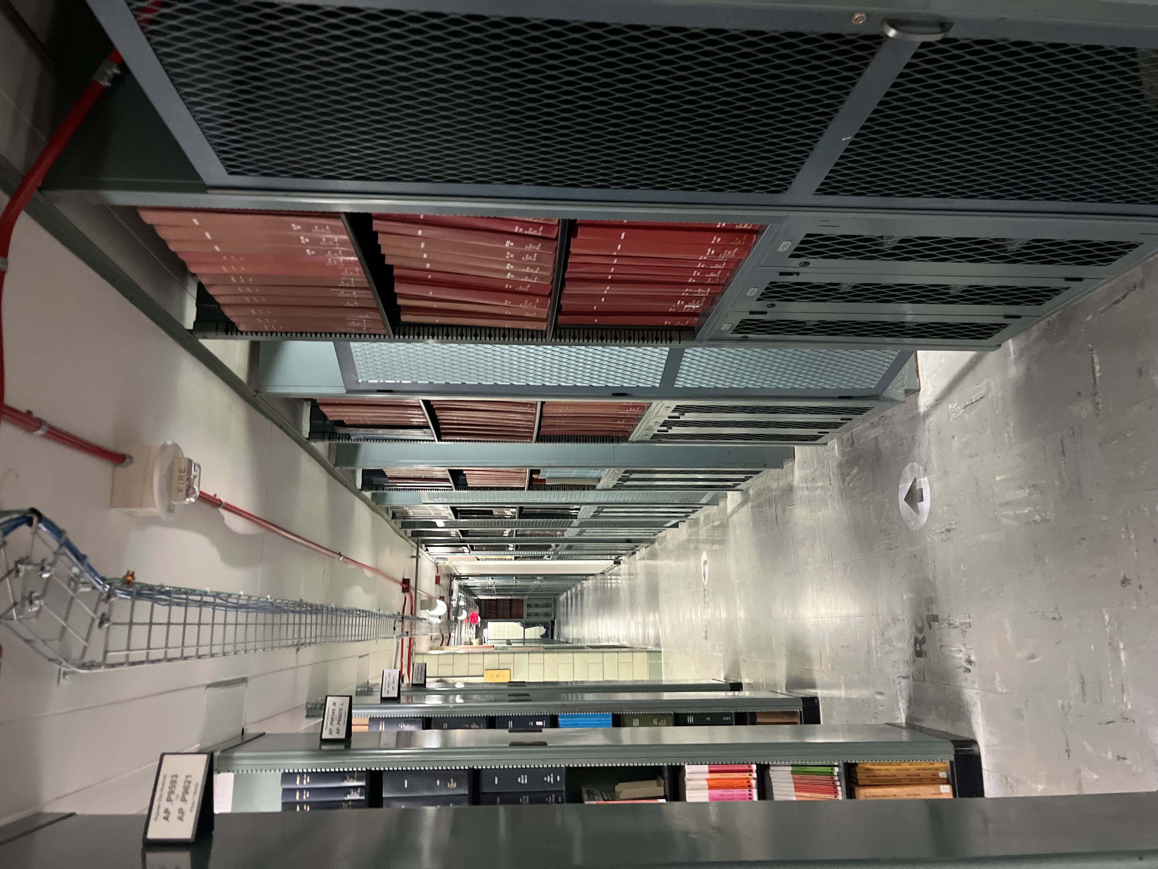 The Memorial Library hallway to the study rooms called the cages.